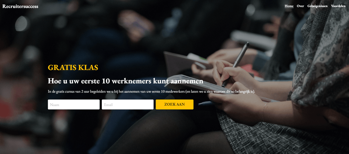 Succesvol sjabloon voor recruiters van Strikingly