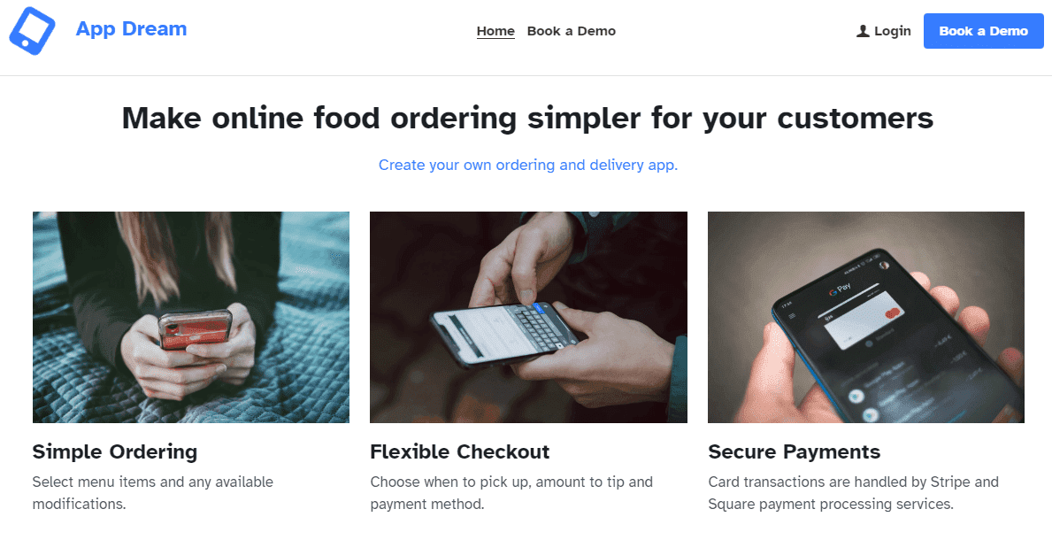 Plantilla de aplicación Dream de Strikingly