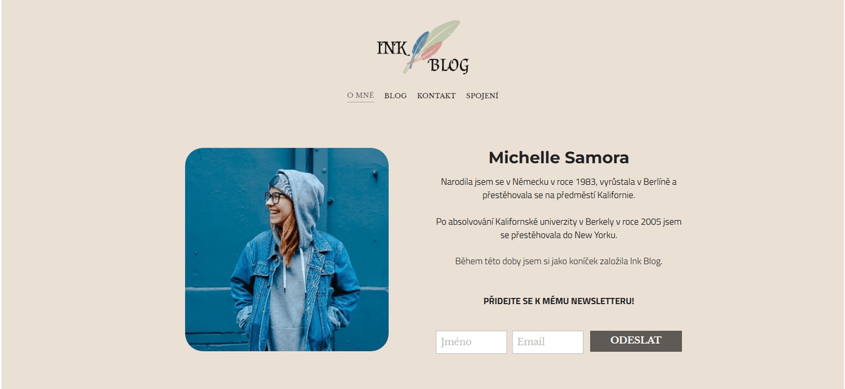 Šablona Ink Blog od Strikingly