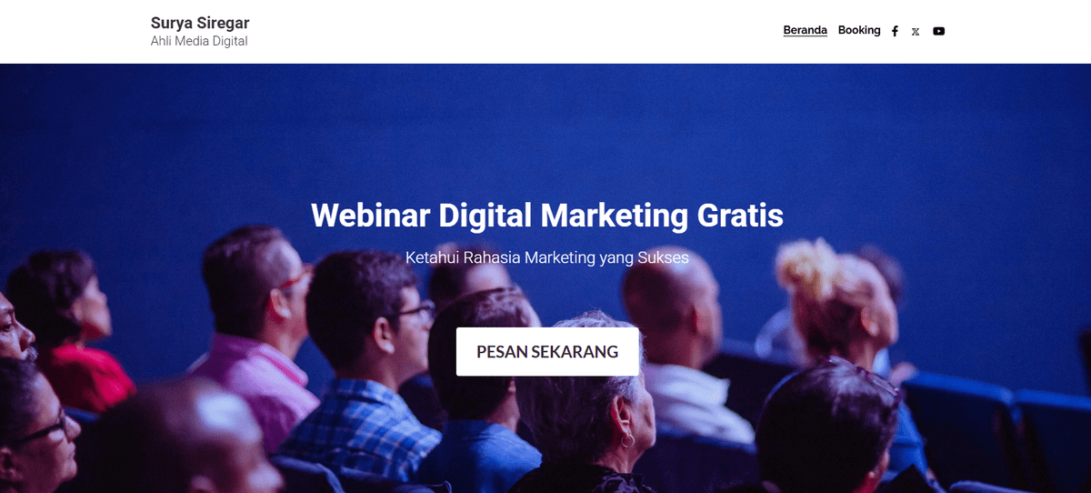 Templat Webinar Pemasaran dari Strikingly