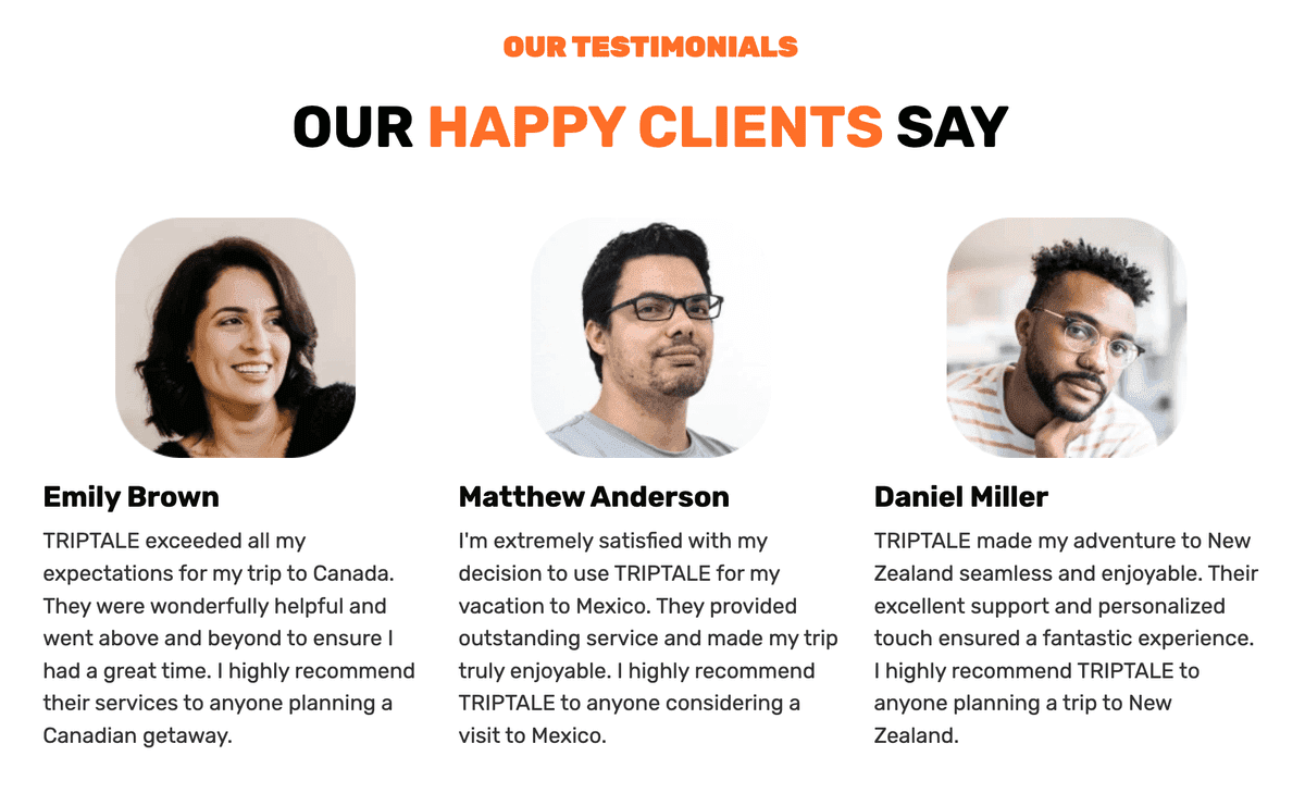 Plantilla TripTale de Strikingly