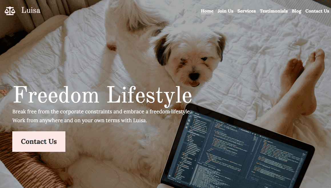 Template Gaya Hidup Bebas dari Strikingly
