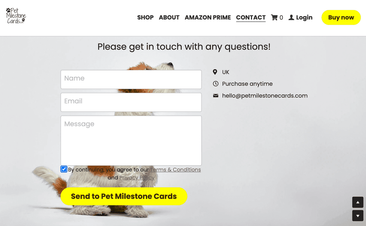 Tarjetas de hitos para mascotas: Términos y condiciones