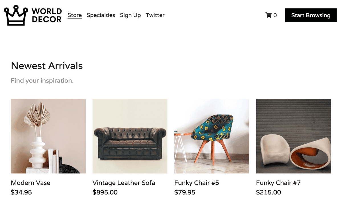 Plantilla de decoración mundial de Strikingly