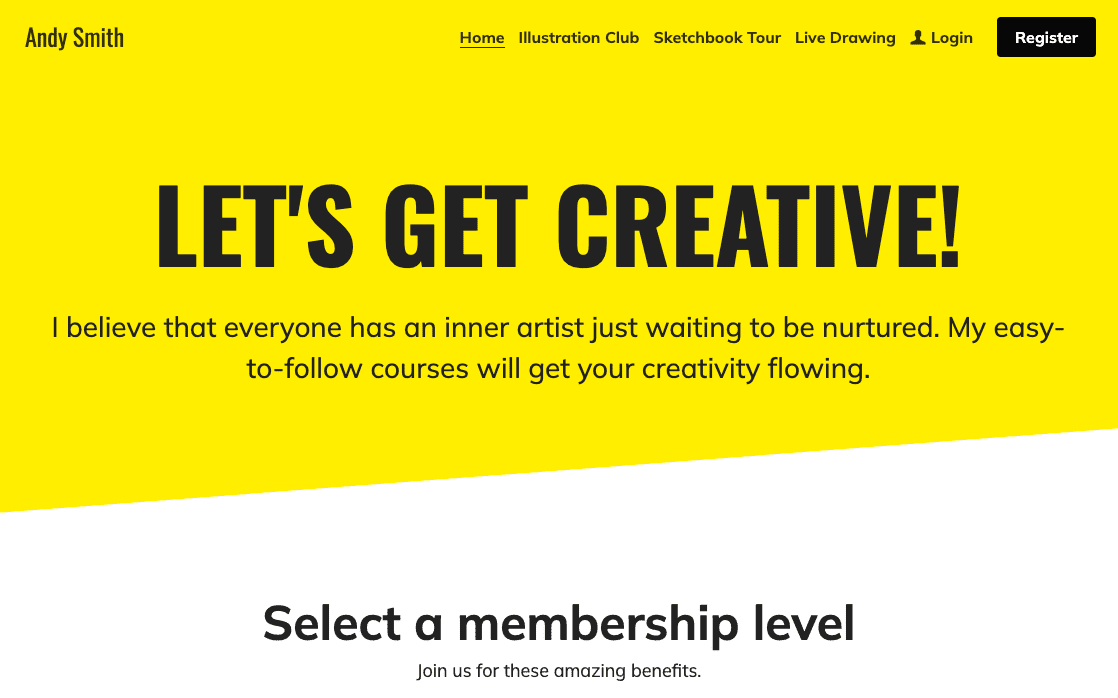 Získejme kreativní šablonu od Strikingly