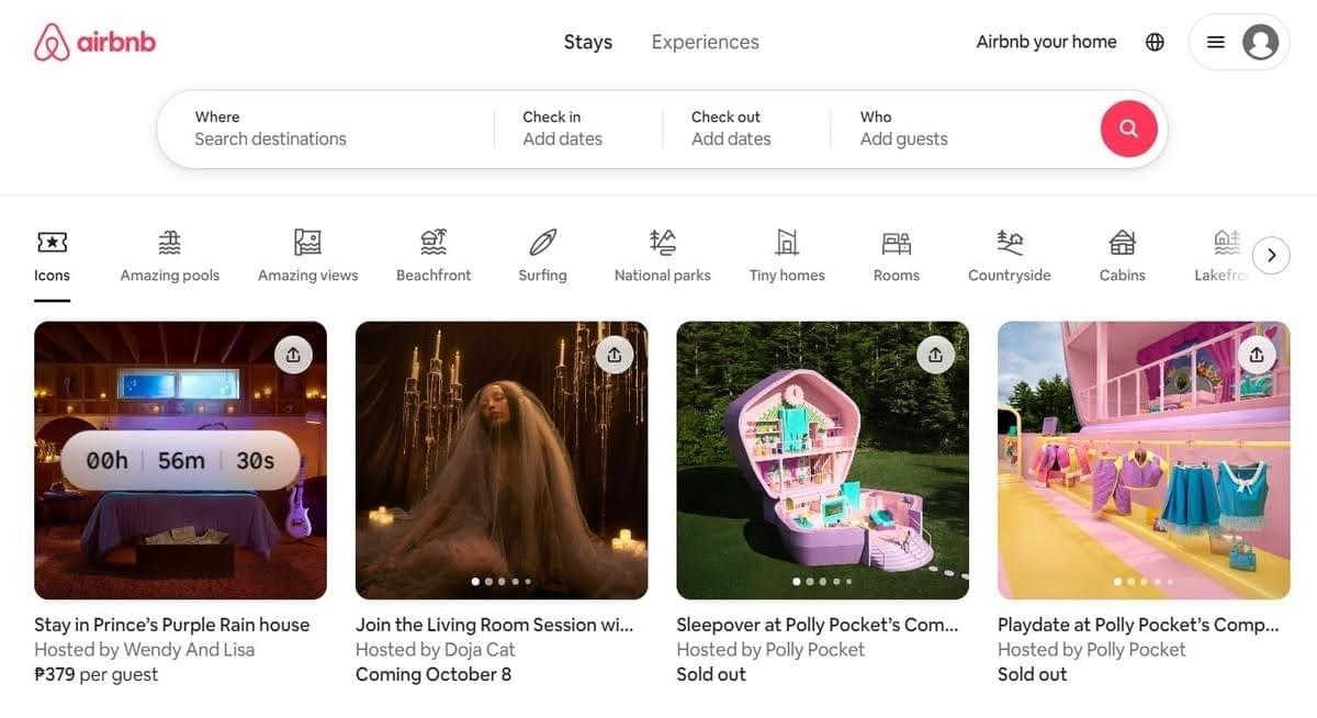 Diseño de la página de inicio de AirBNB