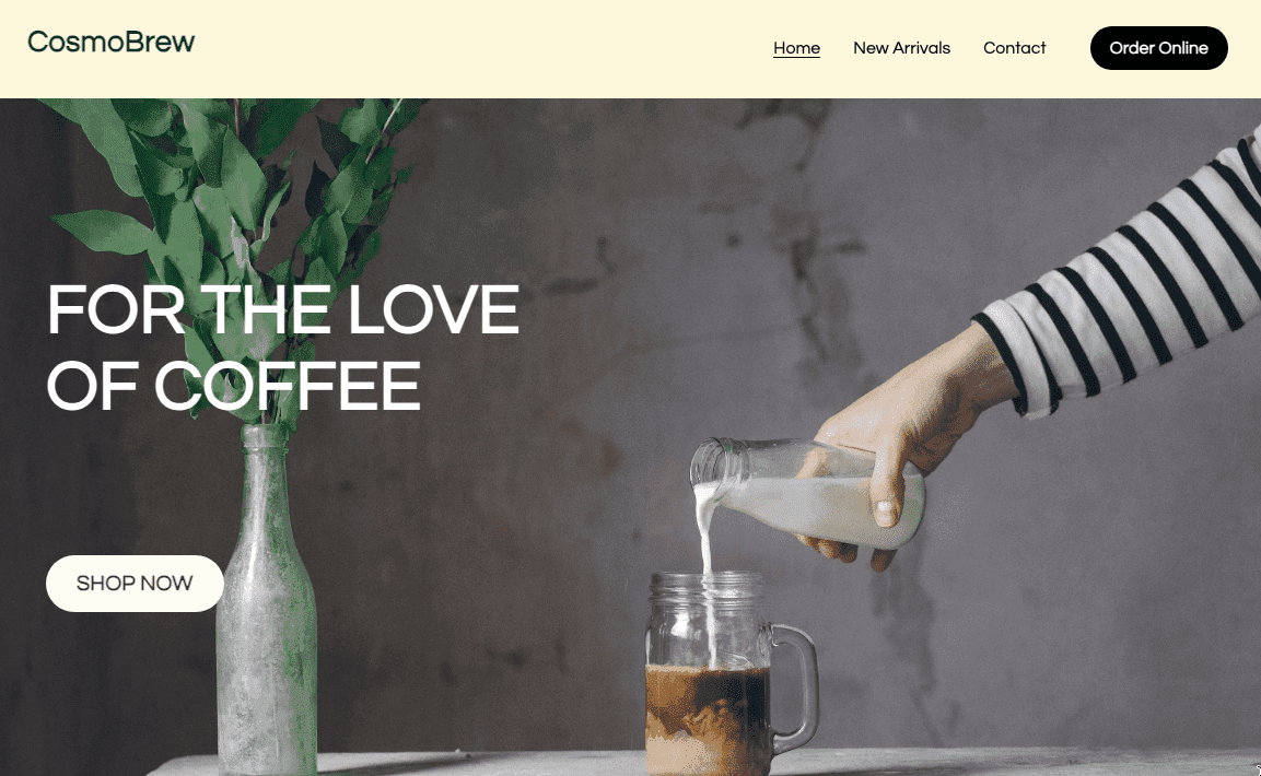 Plantilla CosmoBrew de Strikingly