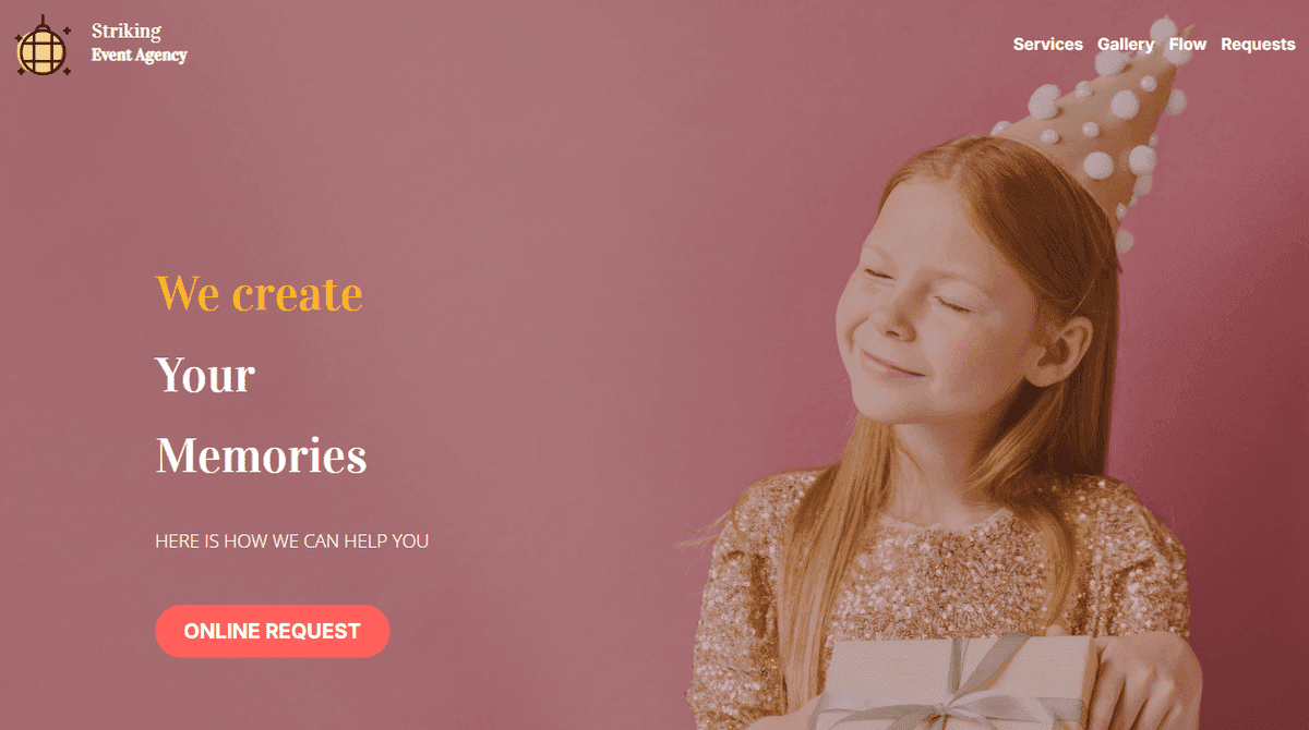 Plantilla de evento impactante de Strikingly