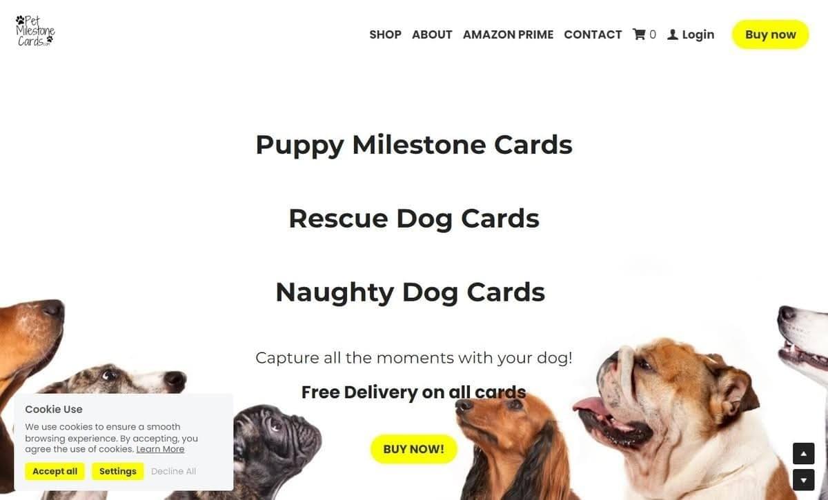 Sitio web de la tarjeta de hitos para mascotas