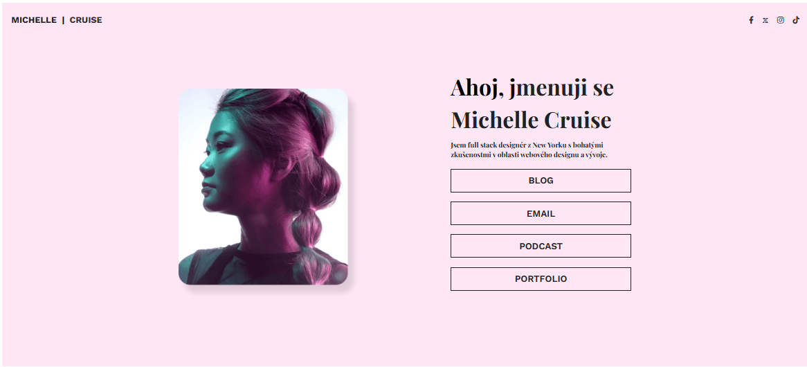 Šablona pro modelování Michelle Cruise od Strikingly