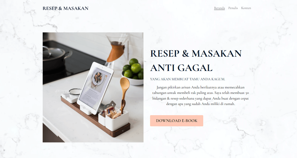 Template E-commerce Masakan & Resep dari Strikingly