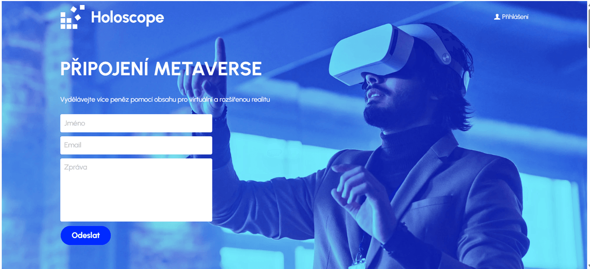 Holoskopická šablona od Strikingly