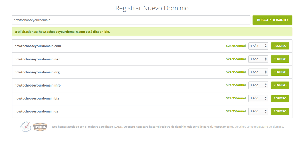 Página de registro de dominios de Strikingly