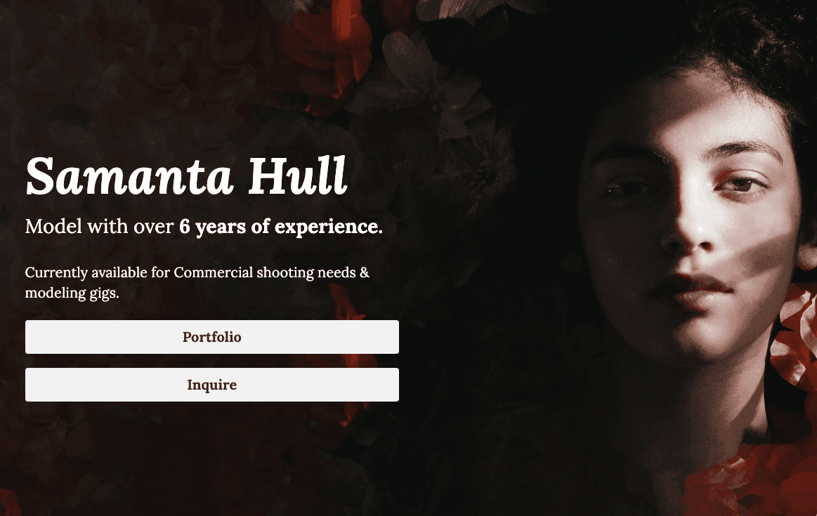 Plantilla de Samantha Hull de Strikingly