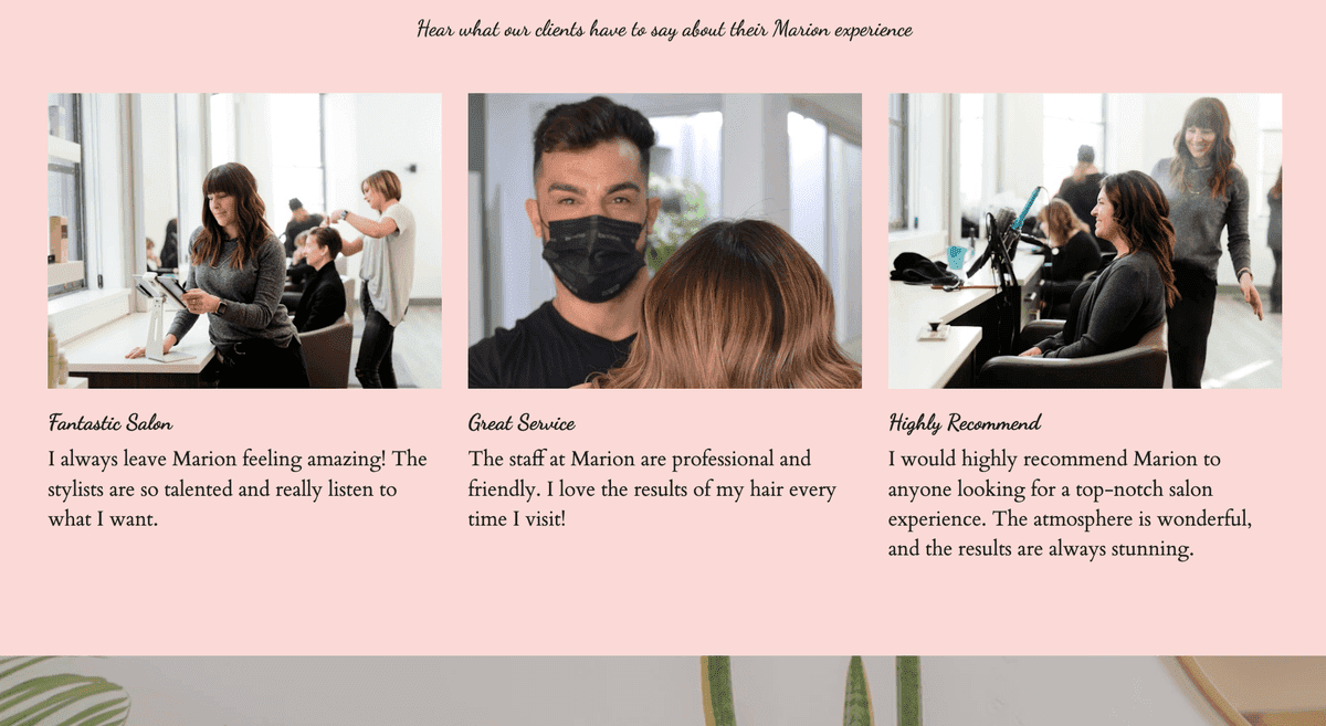 Plantilla de peluquería de Strikingly