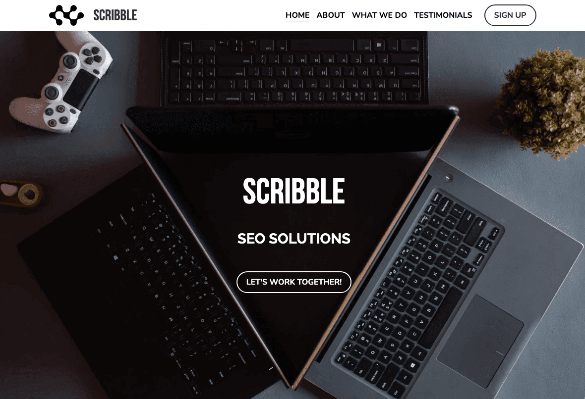 Templat Startup Scribble dari Strikingly