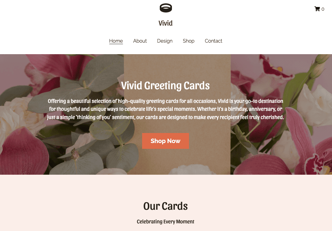 Template Toko Kartu Ucapan dari Strikingly