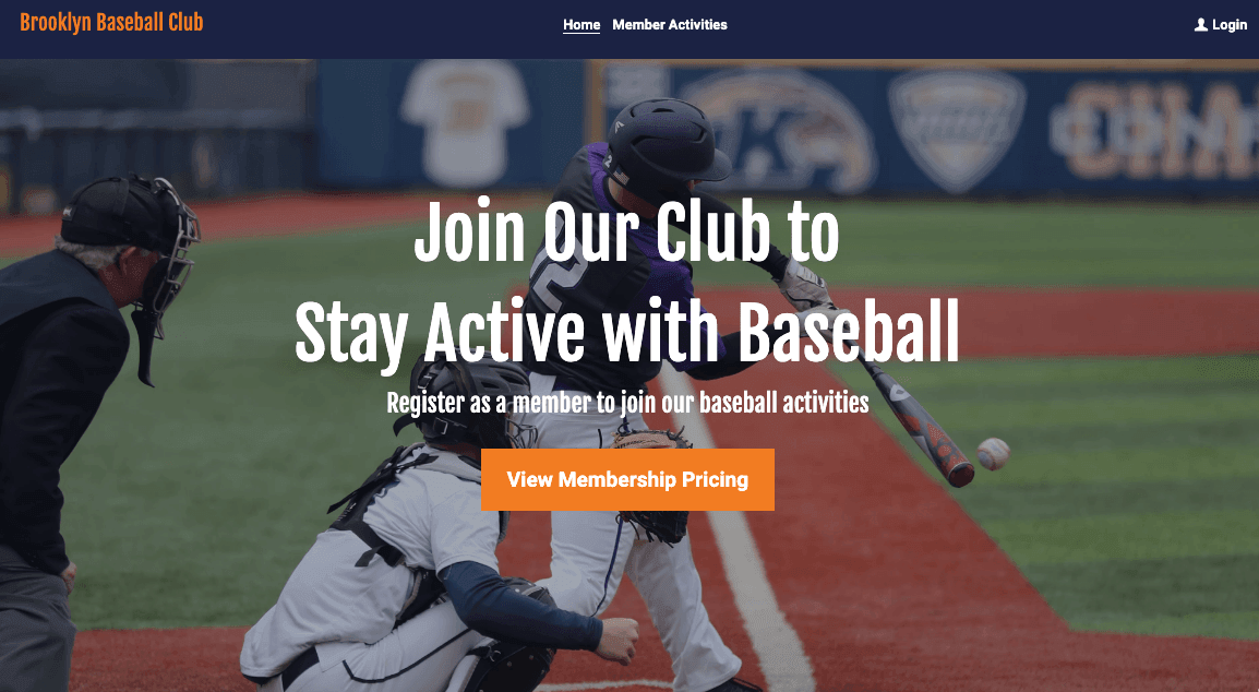Șablon de club de baseball de la Strikingly