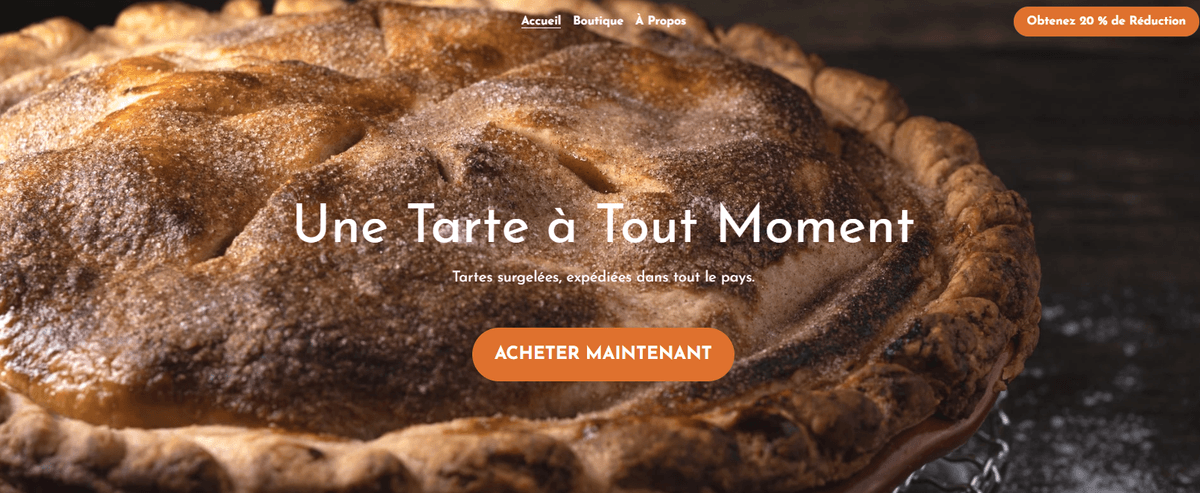 Conception d'une page d'accueil pour une boulangerie mettant en valeur des produits de saison
