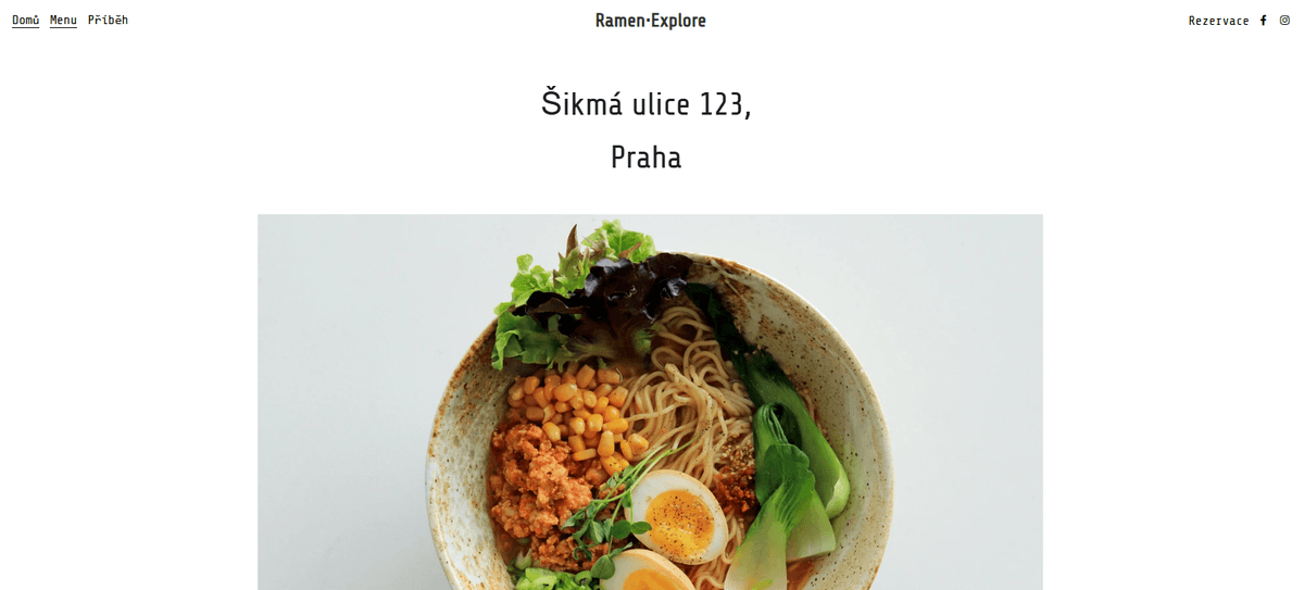 Šablona Ramen Explore od Strikingly