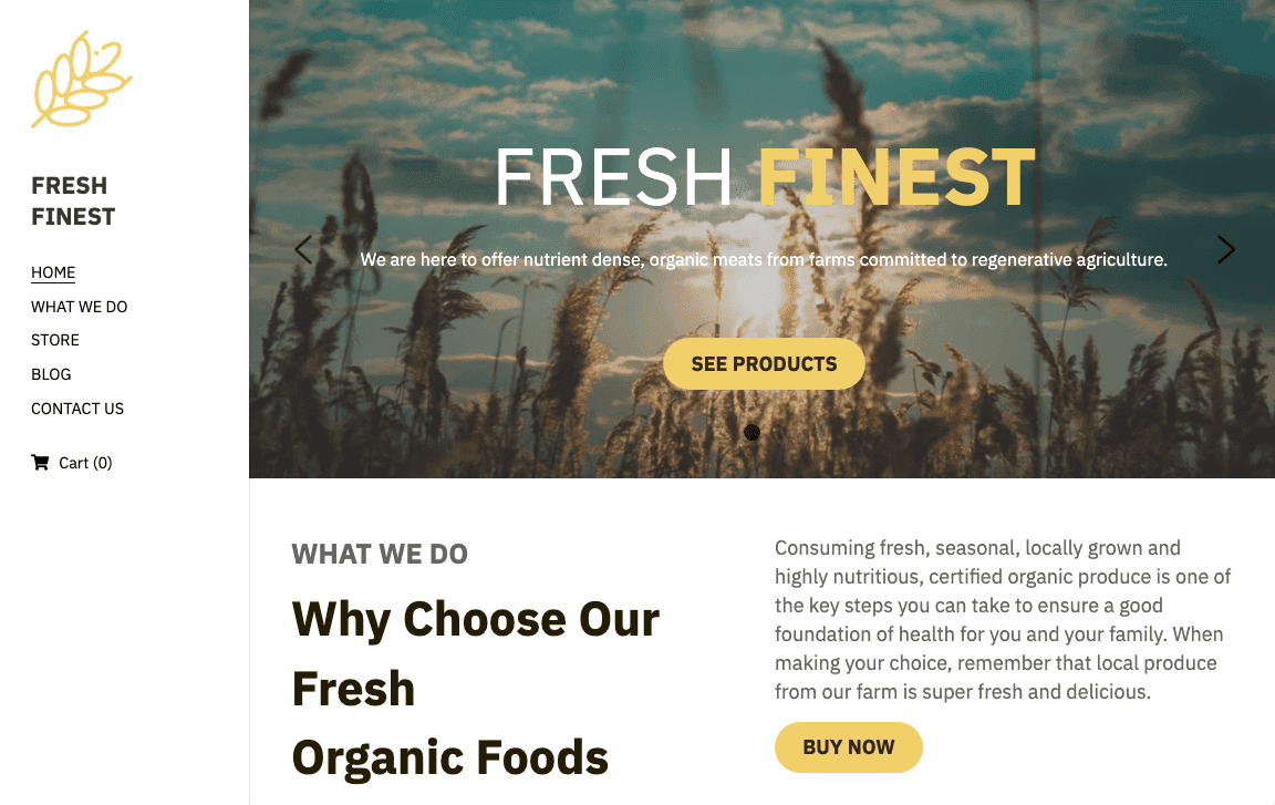 Plantilla FreshFinest de Strikingly