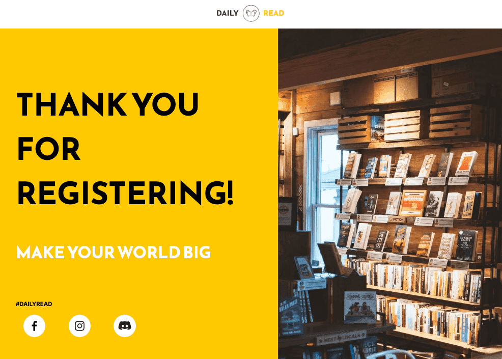 Šablona pro denní čtení od Strikingly