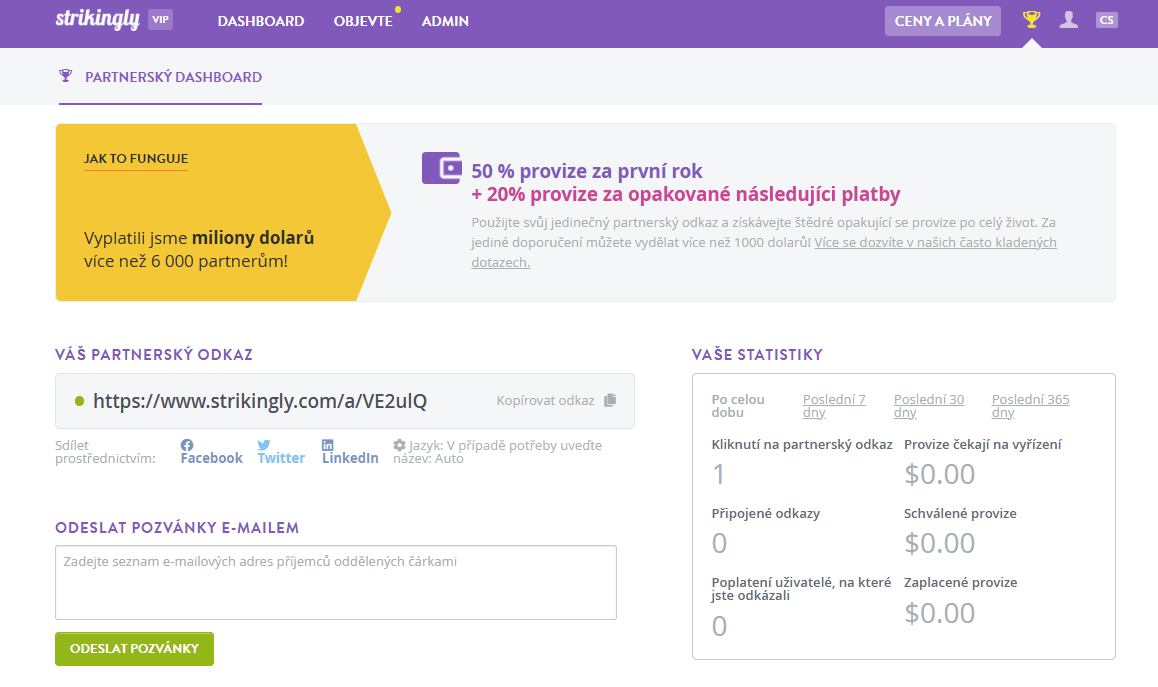 Partnerský program Strikingly