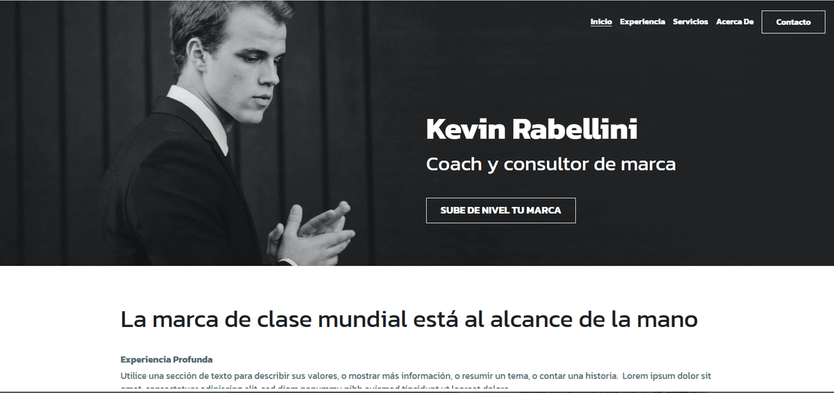 Plantilla de coach de marca de Strikingly