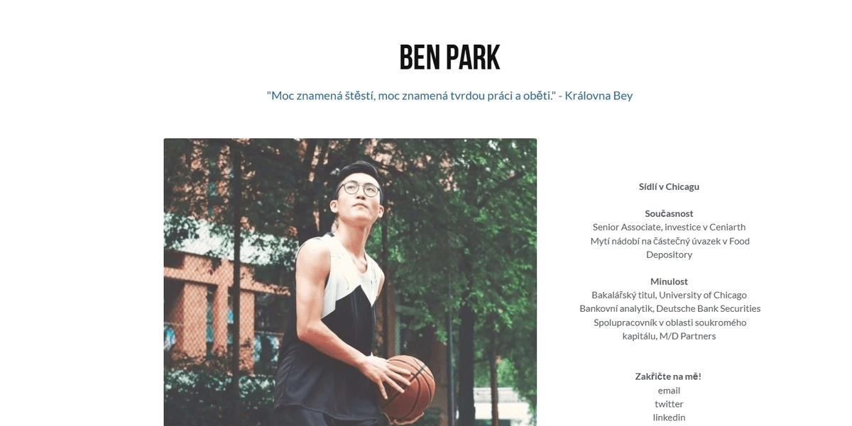 Šablona pro prezentaci od Strikingly