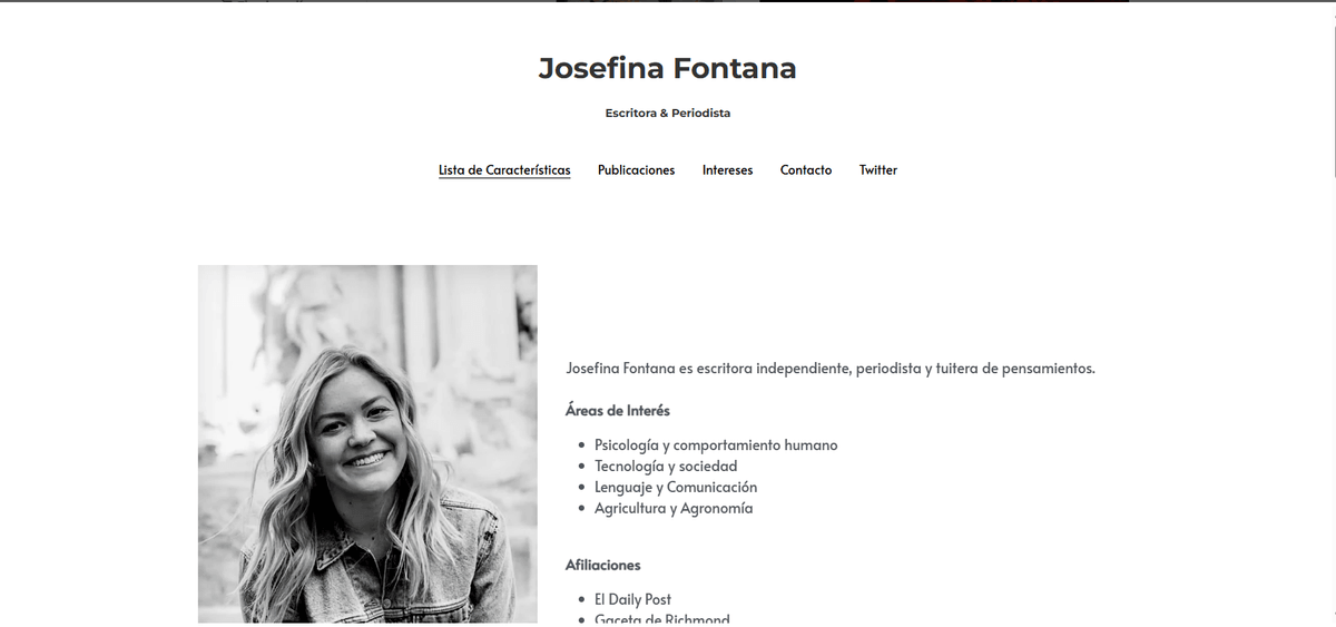 Plantilla personal sencilla de Strikingly