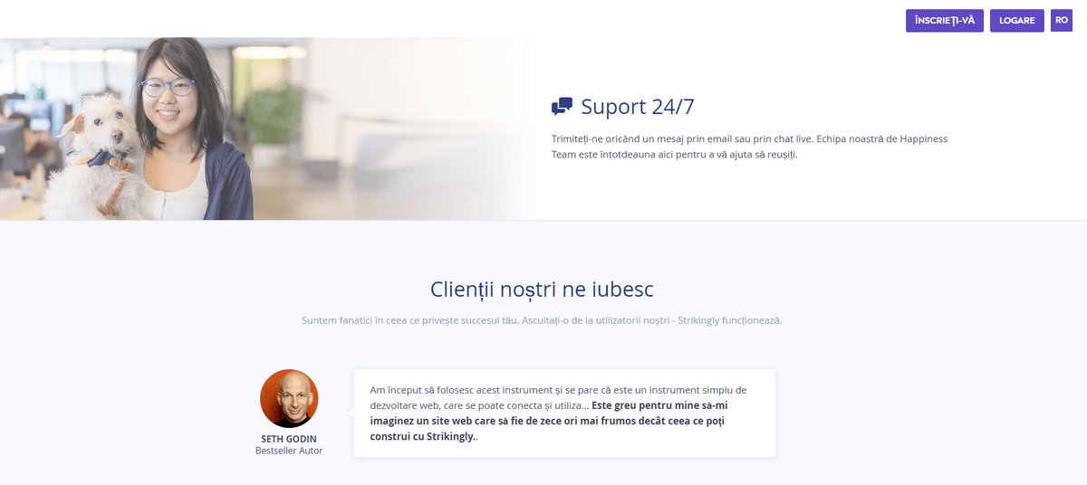 Mărturii ale clienților mulțumiți de la Strikingly