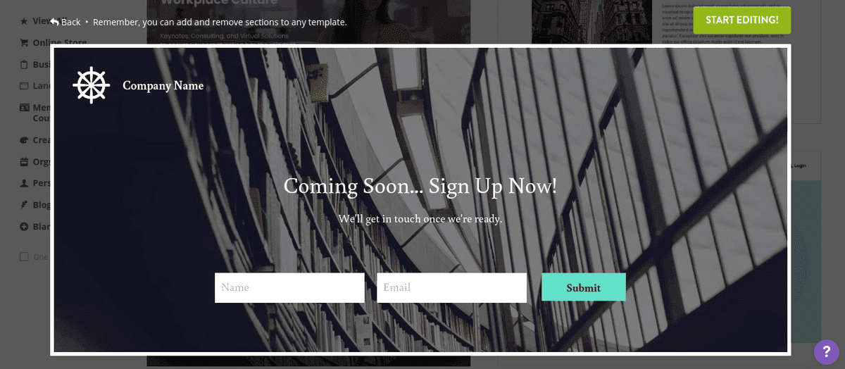 Konversi Pengunjung Situs Web dengan Strikingly - Formulir Pendaftaran Email
