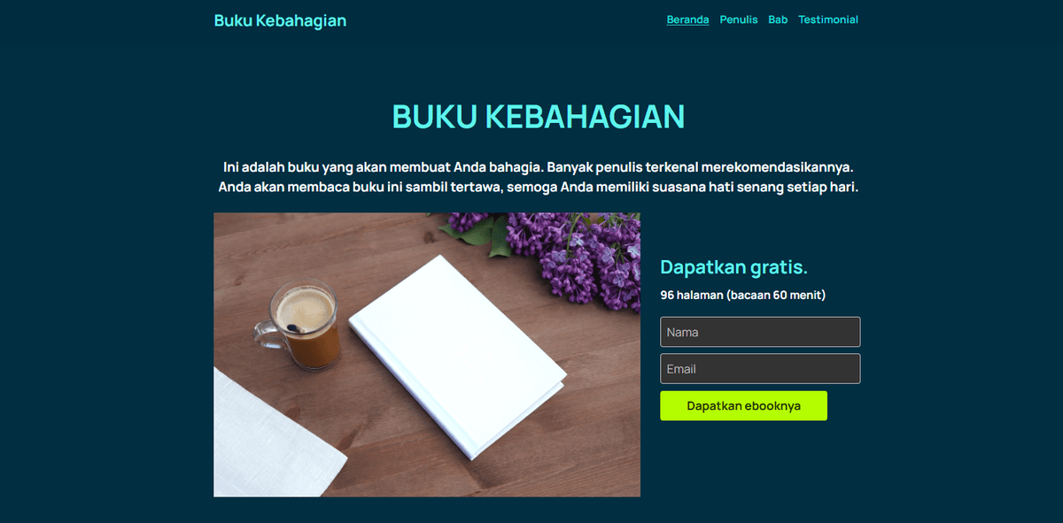 Templat Buku Bahagia dari Strikenly