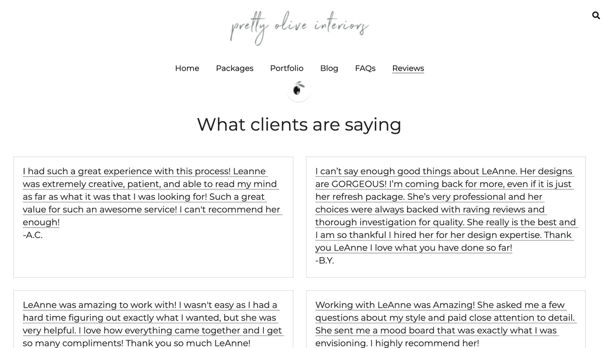 Imagen tomada de la página web de un usuario de Strikingly