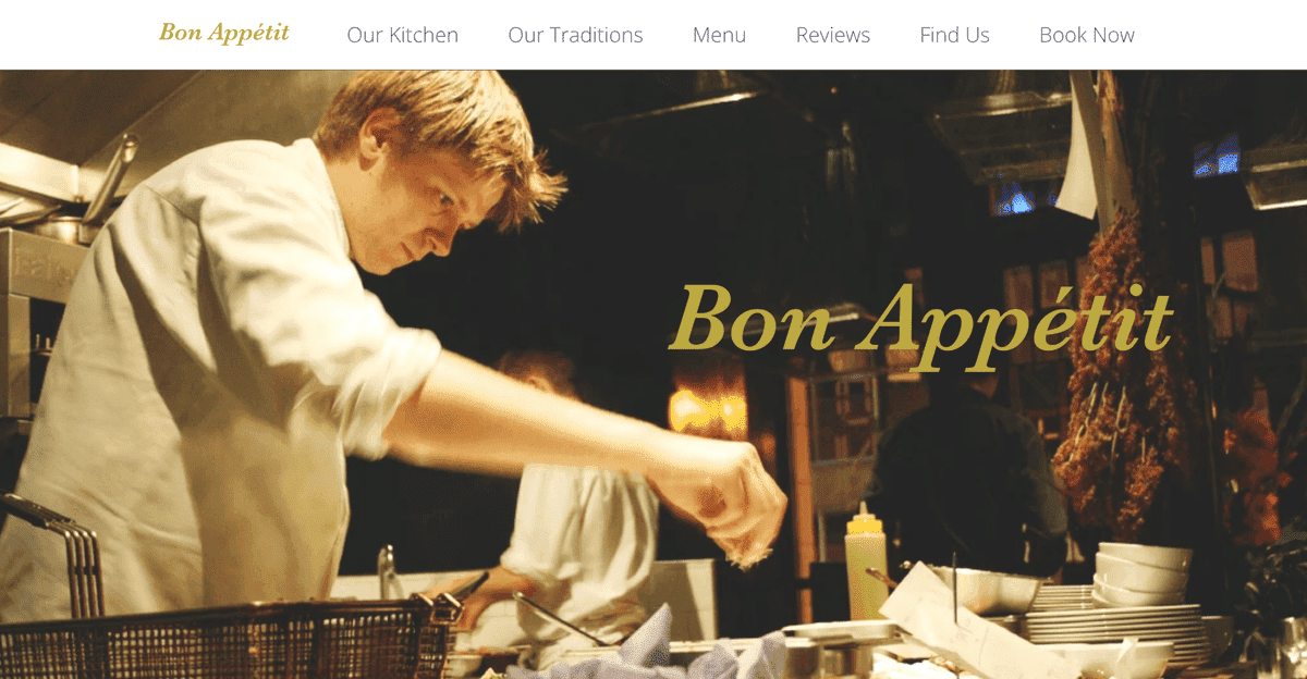 Templat Situs Web Restoran Bon Appetit dari Strikingly