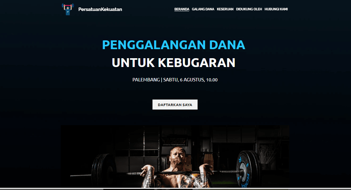 Template Pemasaran Kebugaran Kekuatan Persatuan dari Strikingly