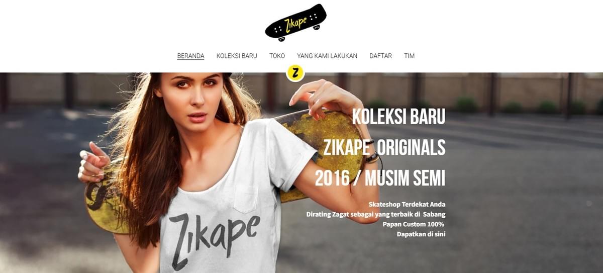 Template Toko Zikape dari Strikingly