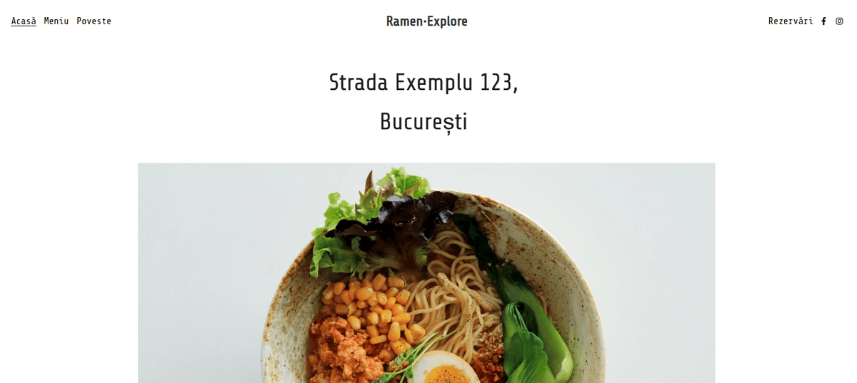 Șablon Ramen Explore de la Strikingly