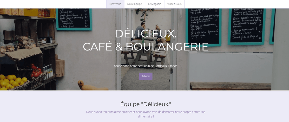 Exemple de page d'accueil de services créatifs mettant en évidence les éléments clés