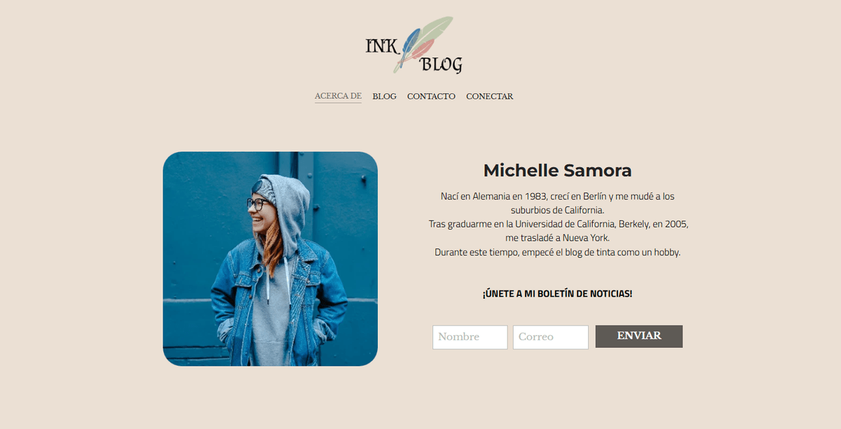 Plantilla de blog de tinta de Strikingly