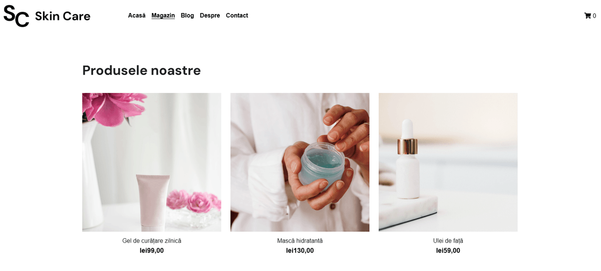 Șablon de îngrijire a pielii de la Strikingly