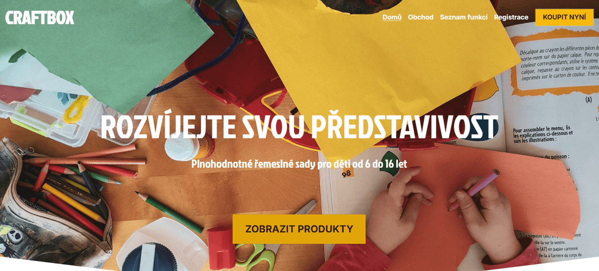 CraftBox šablona od Strikingly