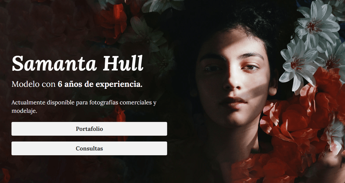 Plantilla de Samantha Hull de Strikingly