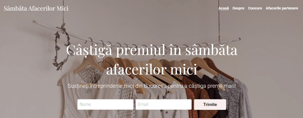 Șablon de concurs pentru mici afaceri de la Strikingly
