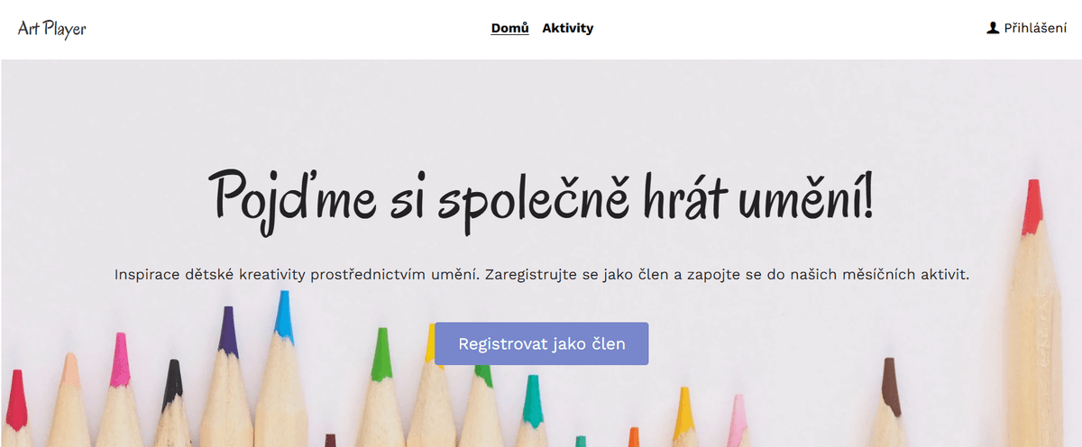 Šablona přehrávače umění od Strikingly