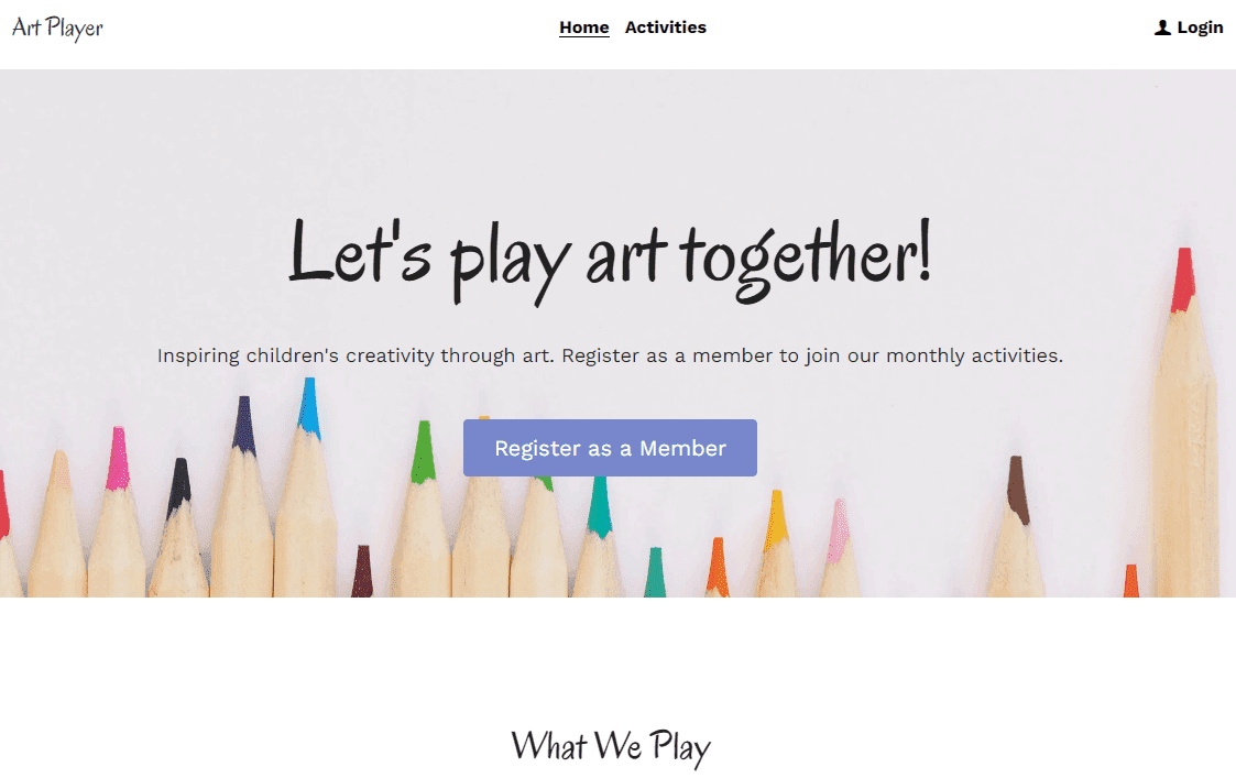 Plantilla de reproductor de arte de Strikingly