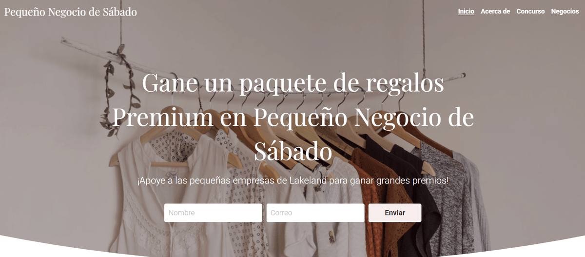 Plantilla de concurso para pequeñas empresas de Strikingly