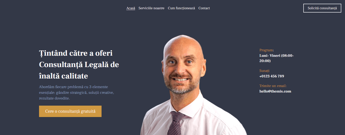 Consultanță juridică șablon de site web de la Strikingly