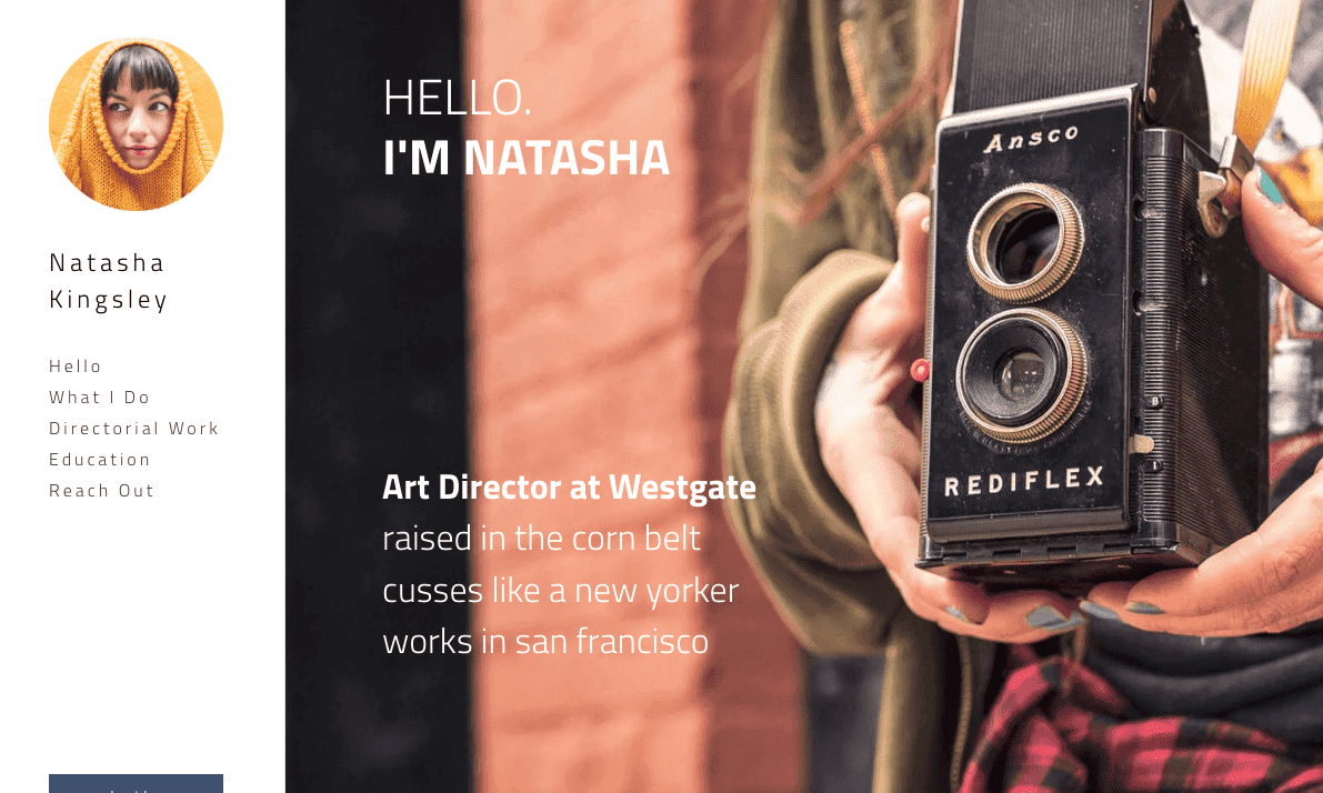 Elegantní šablona osobní značky od Strikingly