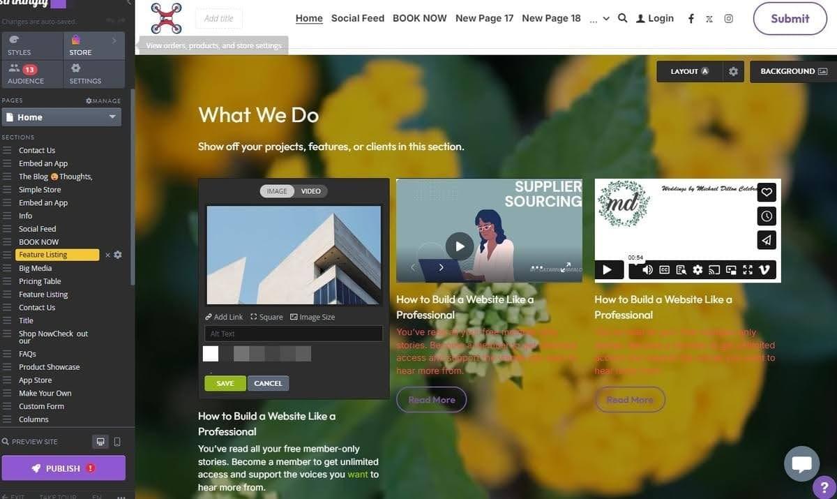 Editor de sitios web sorprendentemente